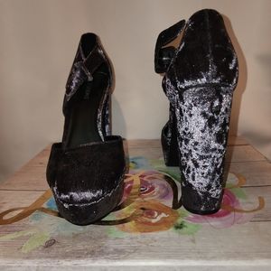 Lavender velvet platforms